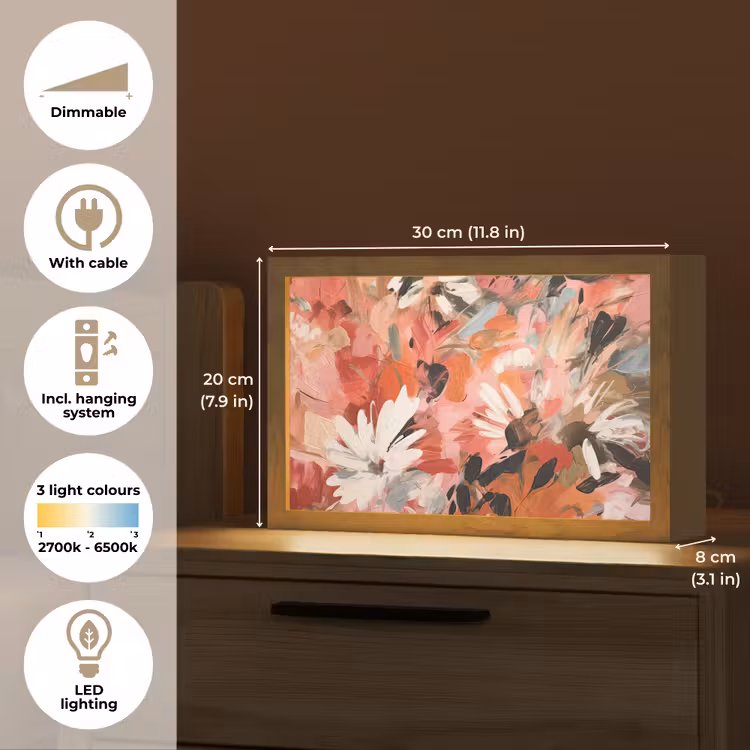 Bloemen - Kunst - Abstract - Verf Light Box met kabel (Tafellamp) klein -USP_EN