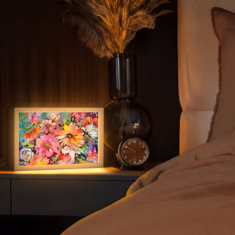 Bloemen - Kunst - Schilderij - Botanisch Light Box met kabel (Tafellamp) klein -sfeer1