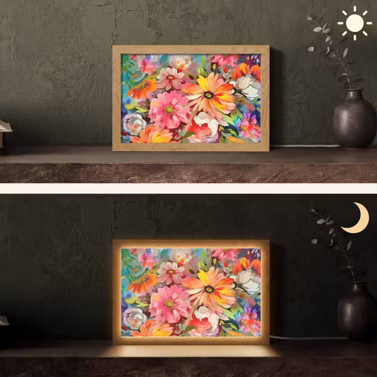 Bloemen - Kunst - Schilderij - Botanisch Light Box met kabel (Tafellamp) klein -sfeer3