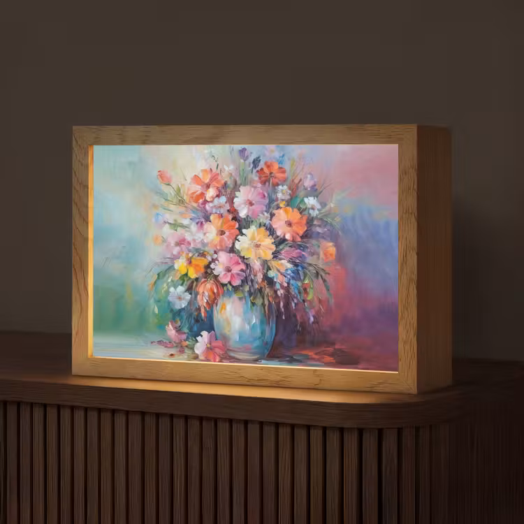 Bloemen - Kunst - Schilderij - Lente - Boeket Light Box met kabel (Tafellamp) klein -z3d_website