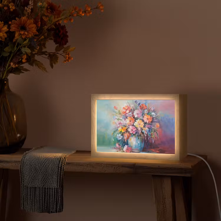 Bloemen - Kunst - Schilderij - Lente - Boeket Light Box met kabel (Tafellamp) klein -sfeer4