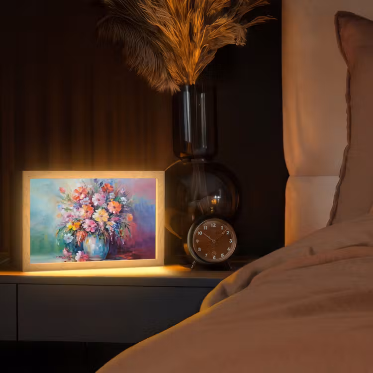 Bloemen - Kunst - Schilderij - Lente - Boeket Light Box met kabel (Tafellamp) klein -sfeer1