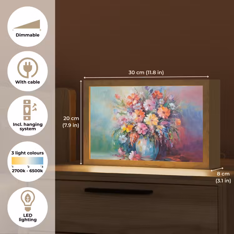 Bloemen - Kunst - Schilderij - Lente - Boeket Light Box met kabel (Tafellamp) klein -USP_EN