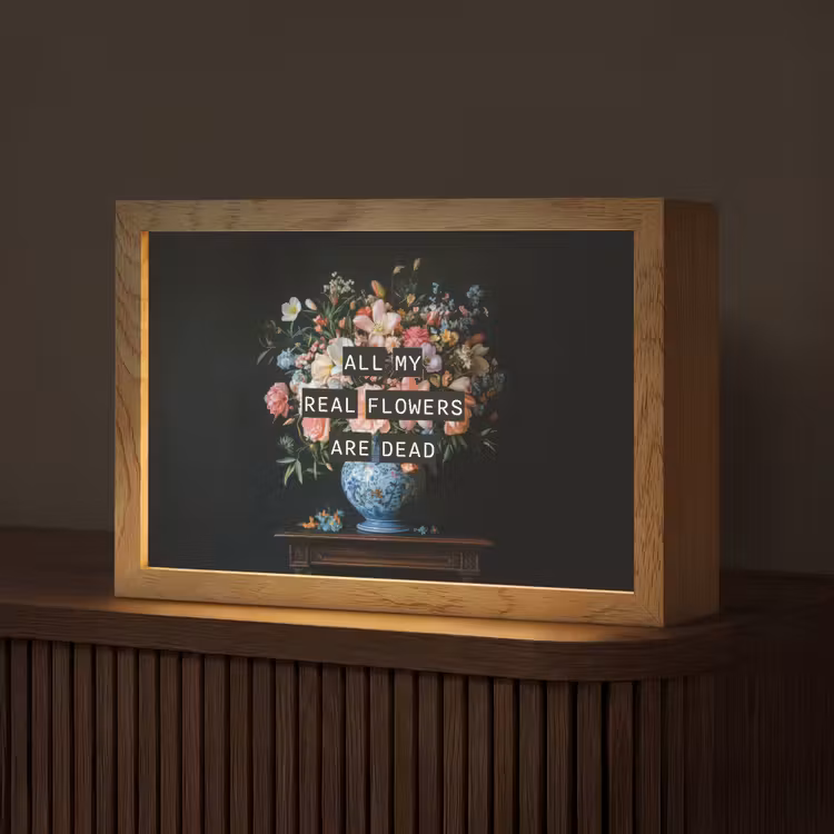 Bloemen - Art - Pastel - Quotes Light Box met kabel (Tafellamp) klein -z3d_website
