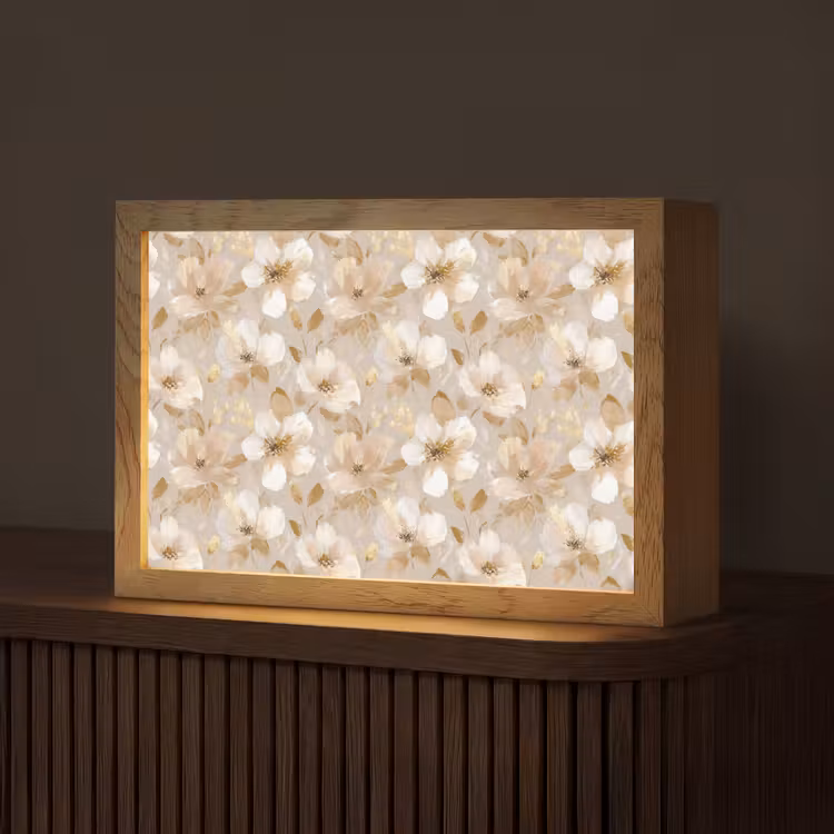 Bloemen - artistiek - Goud Light Box met kabel (Tafellamp) klein 924 -z3d_website
