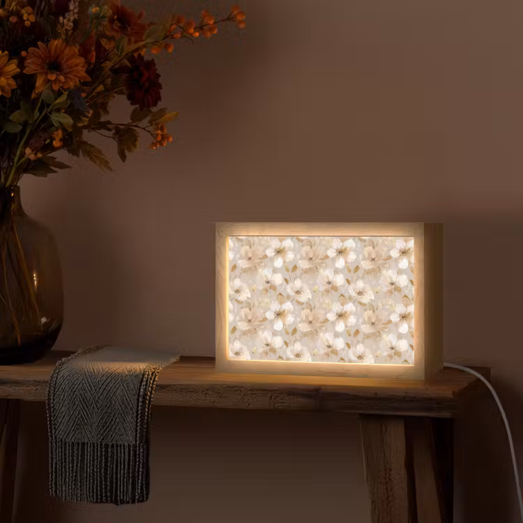 Bloemen - artistiek - Goud Light Box met kabel (Tafellamp) klein 924 -sfeer4