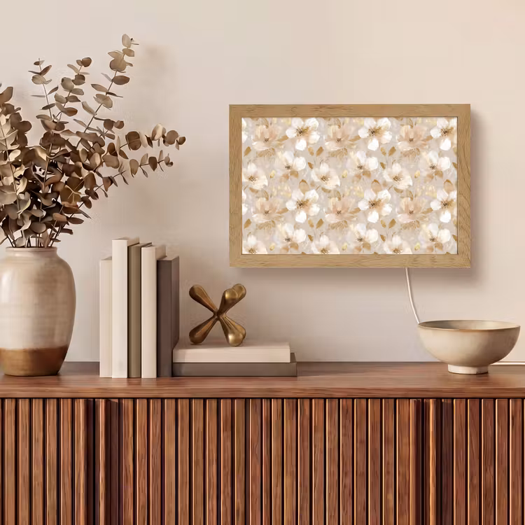 Bloemen - artistiek - Goud Light Box met kabel (Tafellamp) klein 924 -sfeer2