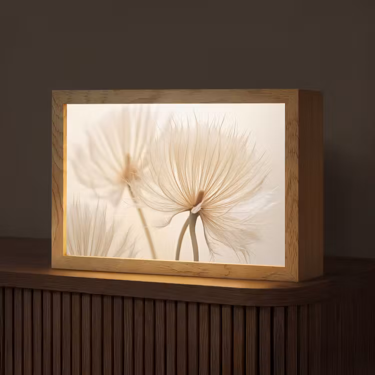 Bloemen - Beige - Natuur Light Box met kabel (Tafellamp) klein -z3d_website
