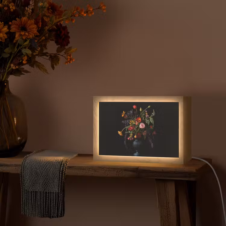 Bloemen - Bessen - Klassiek Light Box met kabel (Tafellamp) klein -sfeer4