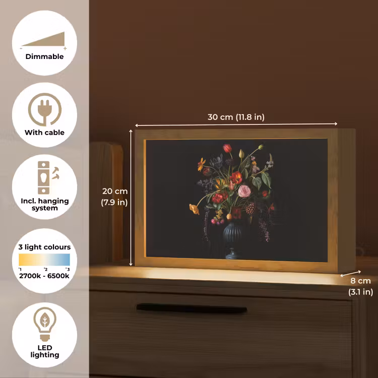 Bloemen - Bessen - Klassiek Light Box met kabel (Tafellamp) klein -USP_EN