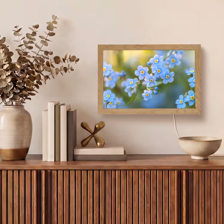 Bloemetjes - Blauw - Vergeet mij nietjes Light Box met kabel (Tafellamp) klein -sfeer2