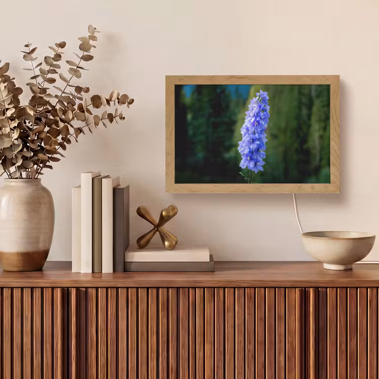 Bloemen - Blauw - Dennenboom Light Box met kabel (Tafellamp) klein -sfeer2