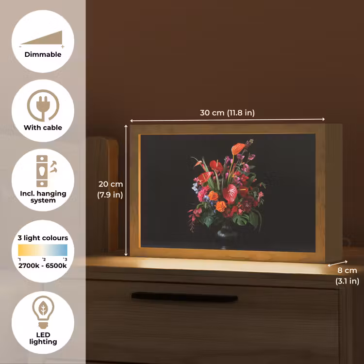 Bloemen - Boeket - Sierlijk Light Box met kabel (Tafellamp) klein -USP_EN
