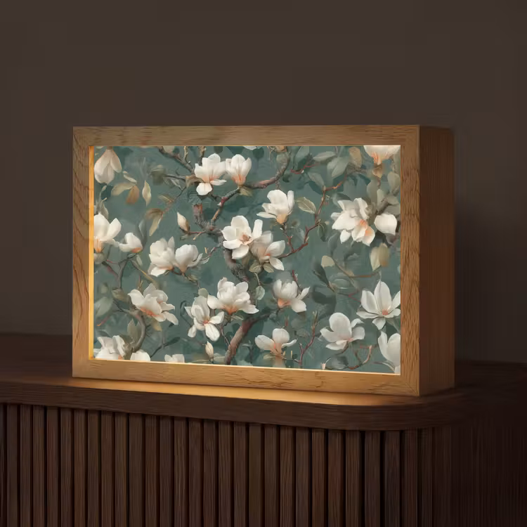 Bloemen - Takken - Wit - Klassiek Light Box met kabel (Tafellamp) klein -z3d_website