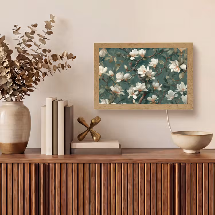 Bloemen - Takken - Wit - Klassiek Light Box met kabel (Tafellamp) klein -sfeer2