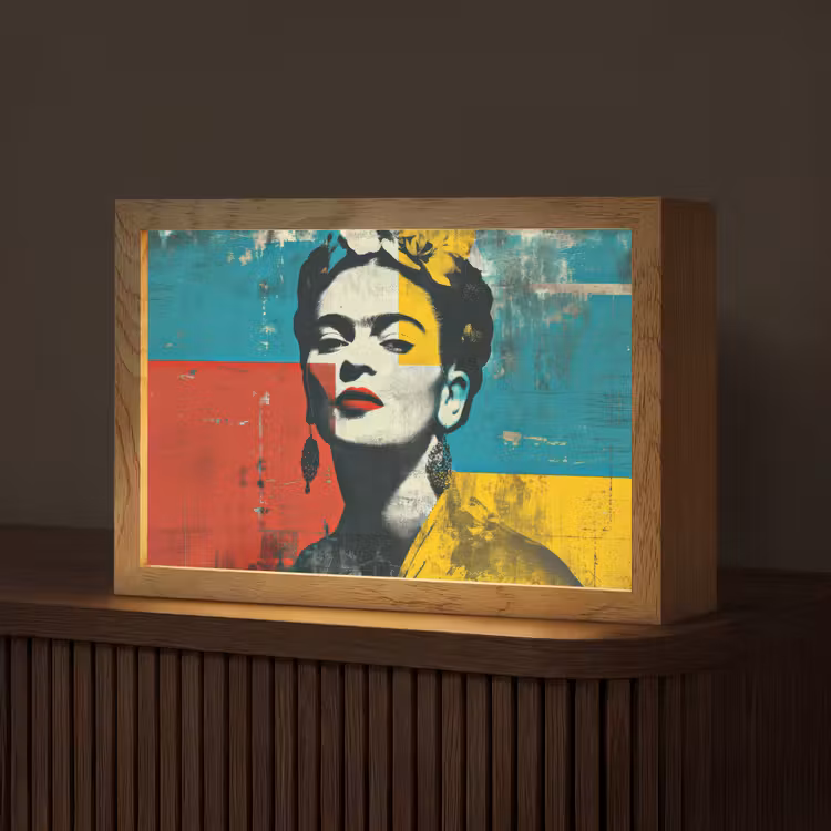 Bloemen - Felle kleuren - Grafisch - Modern Light Box met kabel (Tafellamp) klein -z3d_website