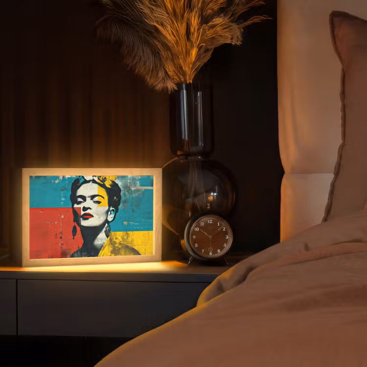 Bloemen - Felle kleuren - Grafisch - Modern Light Box met kabel (Tafellamp) klein -sfeer1