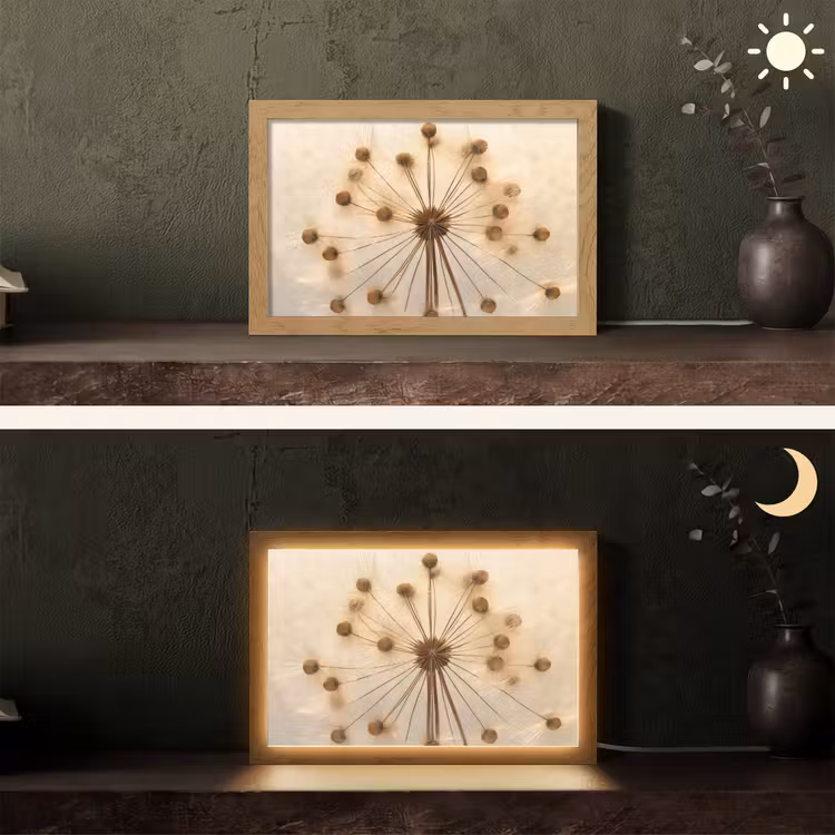 Bloemen - Bruin - Planten - Botanisch Light Box met kabel (Tafellamp) klein -sfeer3