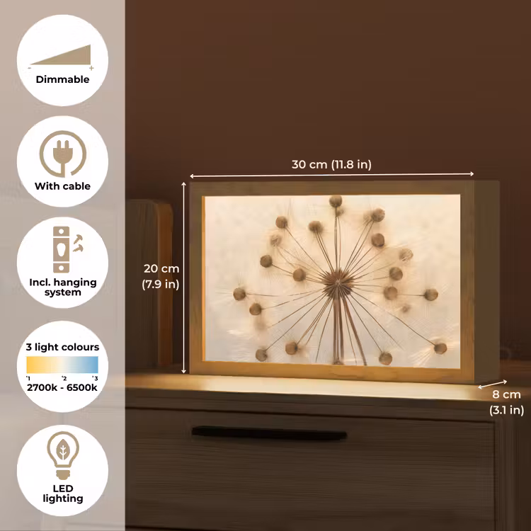 Bloemen - Bruin - Planten - Botanisch Light Box met kabel (Tafellamp) klein -USP_EN