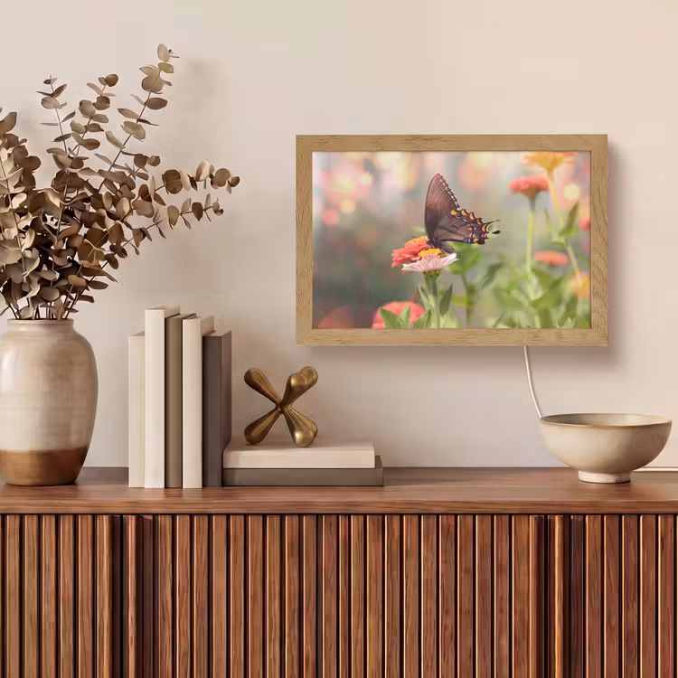 Bloemen - Vlinder - Natuur - Bloem Light Box met kabel (Tafellamp) klein -sfeer2