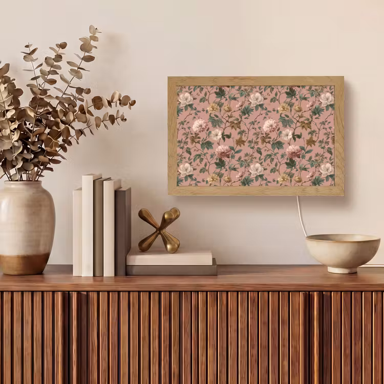 Bloemen - Klassiek - Roze Light Box met kabel (Tafellamp) klein 924 -sfeer2