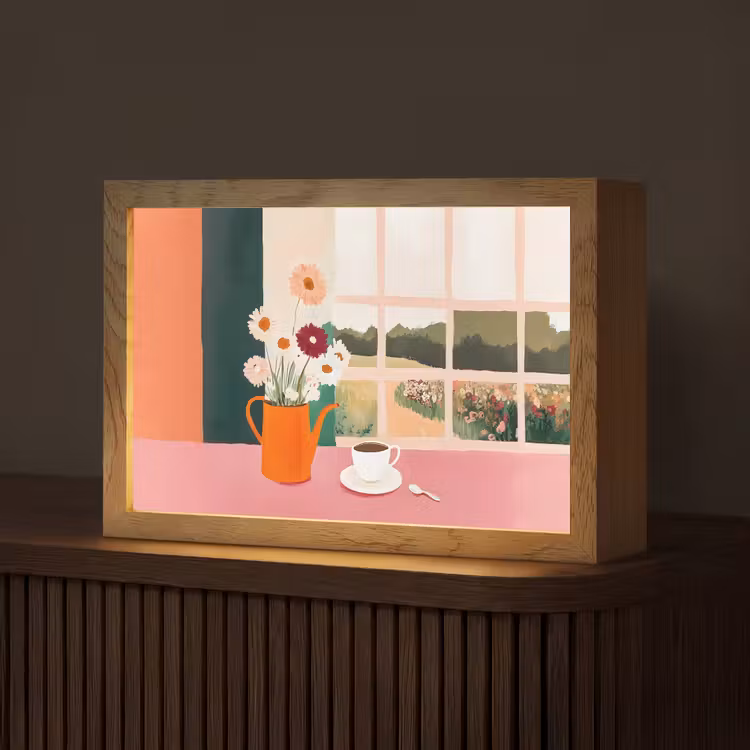Bloemen - Koffie - Raam Light Box met kabel (Tafellamp) klein -z3d_website