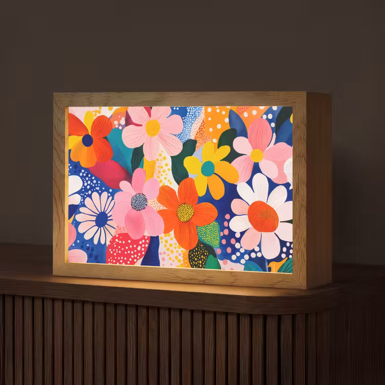 Bloemen - Kleurrijk - Stippen Light Box met kabel (Tafellamp) klein -z3d_website