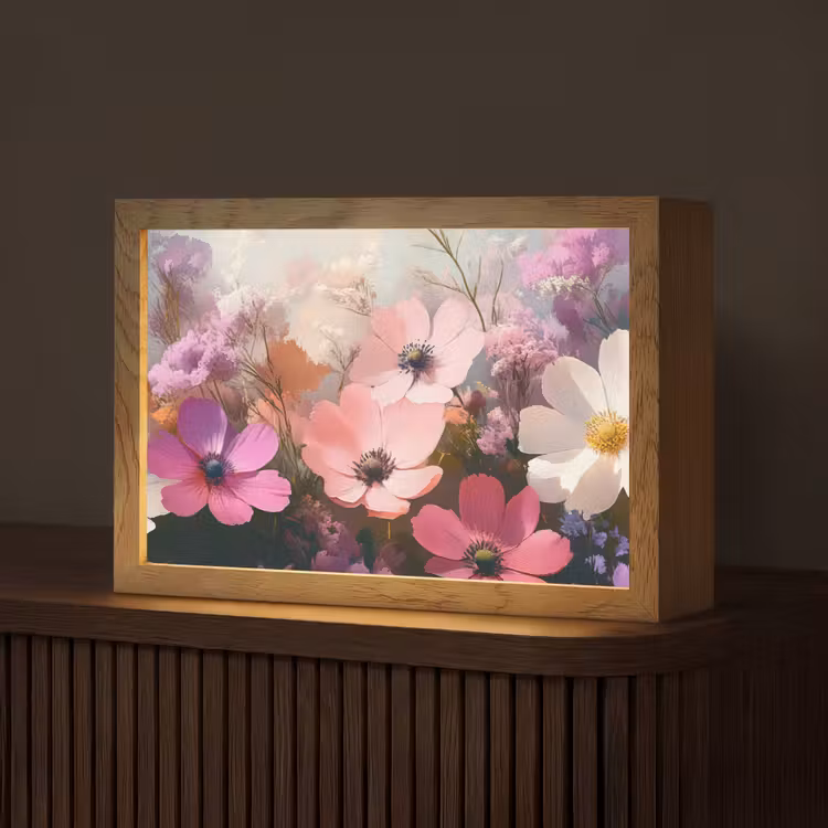 Bloemen - Kleurrijk - Bloei Light Box met kabel (Tafellamp) klein -z3d_website