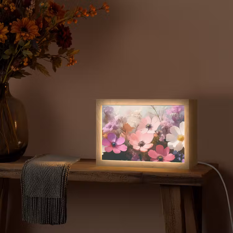 Bloemen - Kleurrijk - Bloei Light Box met kabel (Tafellamp) klein -sfeer4