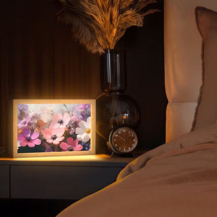 Bloemen - Kleurrijk - Bloei Light Box met kabel (Tafellamp) klein -sfeer1