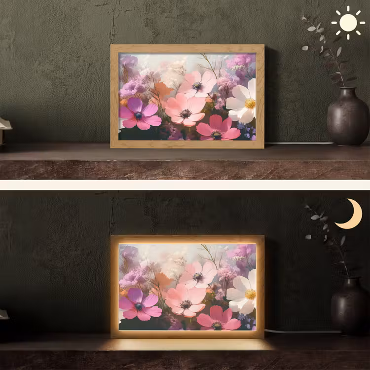 Bloemen - Kleurrijk - Bloei Light Box met kabel (Tafellamp) klein -sfeer3
