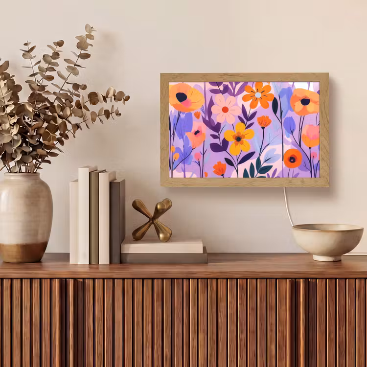 Bloemen - Kleurrijk - Bladeren Light Box met kabel (Tafellamp) klein -sfeer2