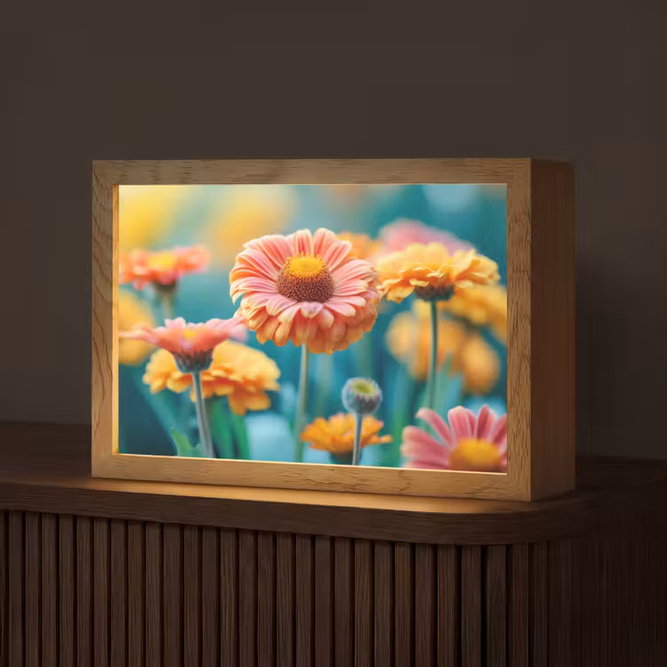 Bloemen - Kleurrijk - Natuur - Gerbera Light Box met kabel (Tafellamp) klein -z3d_website