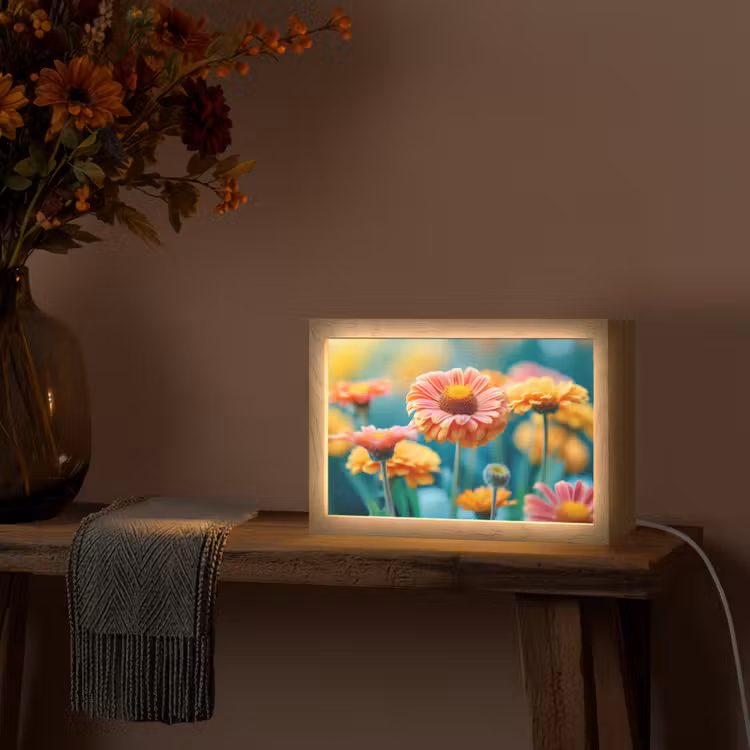 Bloemen - Kleurrijk - Natuur - Gerbera Light Box met kabel (Tafellamp) klein -sfeer4