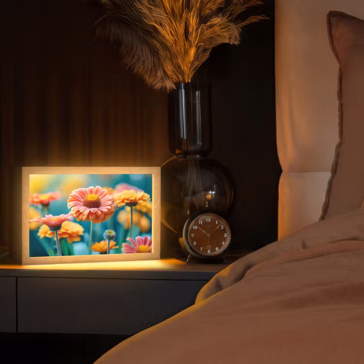 Bloemen - Kleurrijk - Natuur - Gerbera Light Box met kabel (Tafellamp) klein -sfeer1