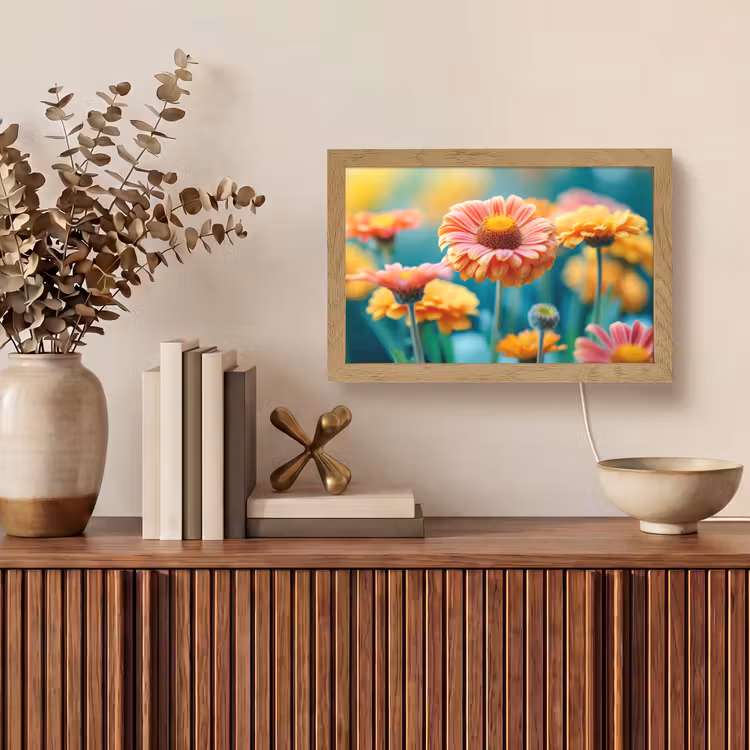 Bloemen - Kleurrijk - Natuur - Gerbera Light Box met kabel (Tafellamp) klein -sfeer2