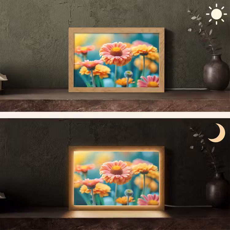 Bloemen - Kleurrijk - Natuur - Gerbera Light Box met kabel (Tafellamp) klein -sfeer3