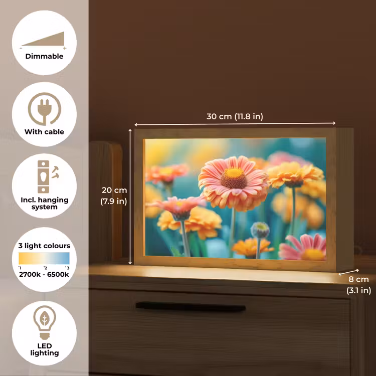 Bloemen - Kleurrijk - Natuur - Gerbera Light Box met kabel (Tafellamp) klein -USP_EN