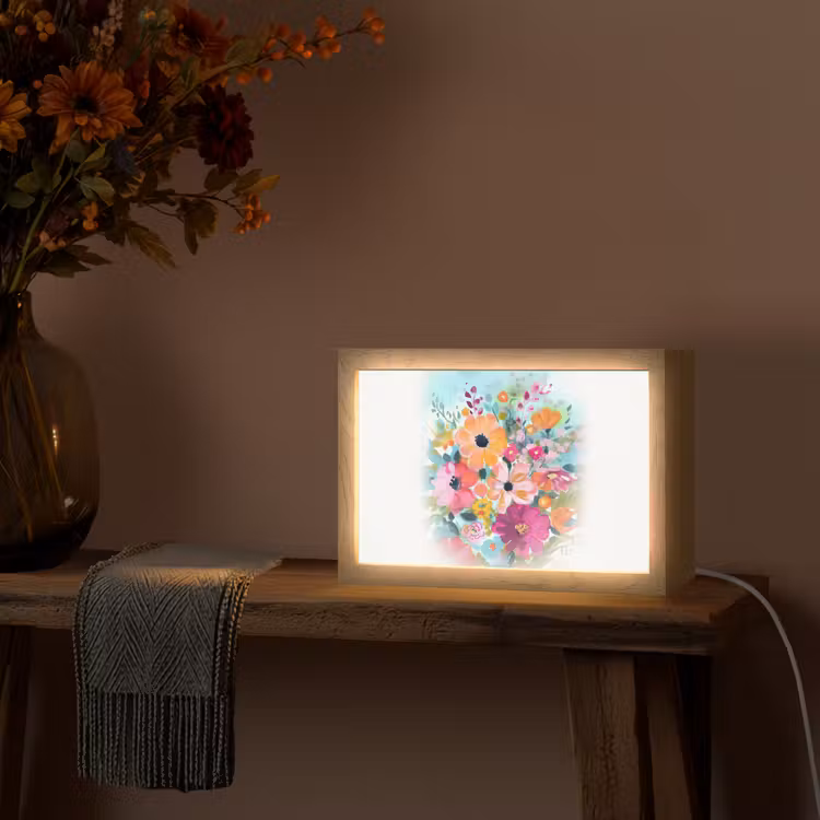 Bloemen - Kleuren - Boeket - Natuur Light Box met kabel (Tafellamp) klein -sfeer4