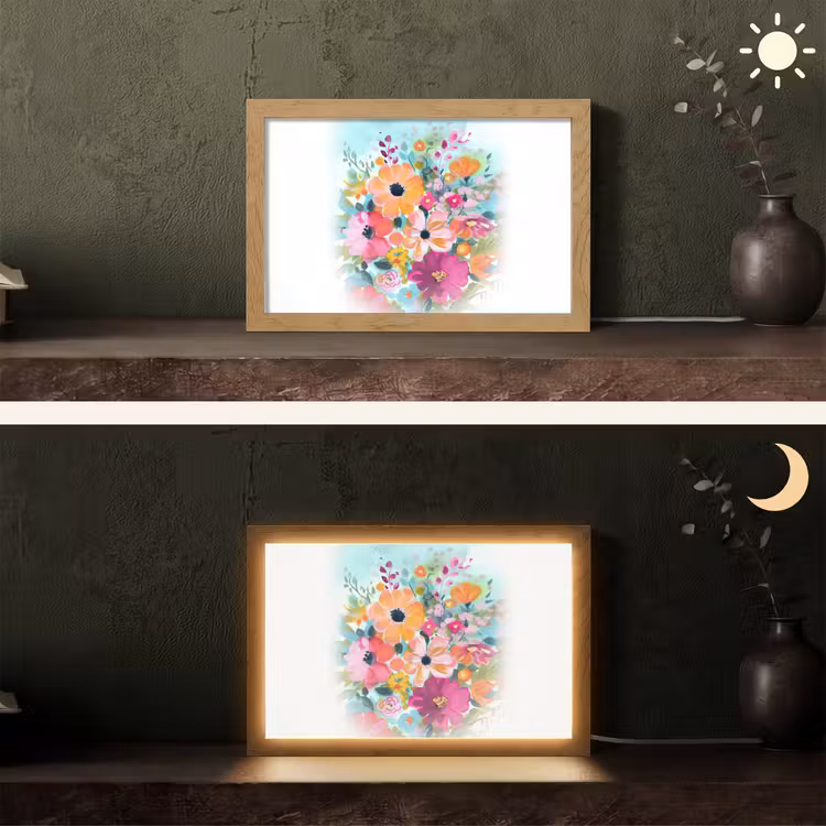 Bloemen - Kleuren - Boeket - Natuur Light Box met kabel (Tafellamp) klein -sfeer3