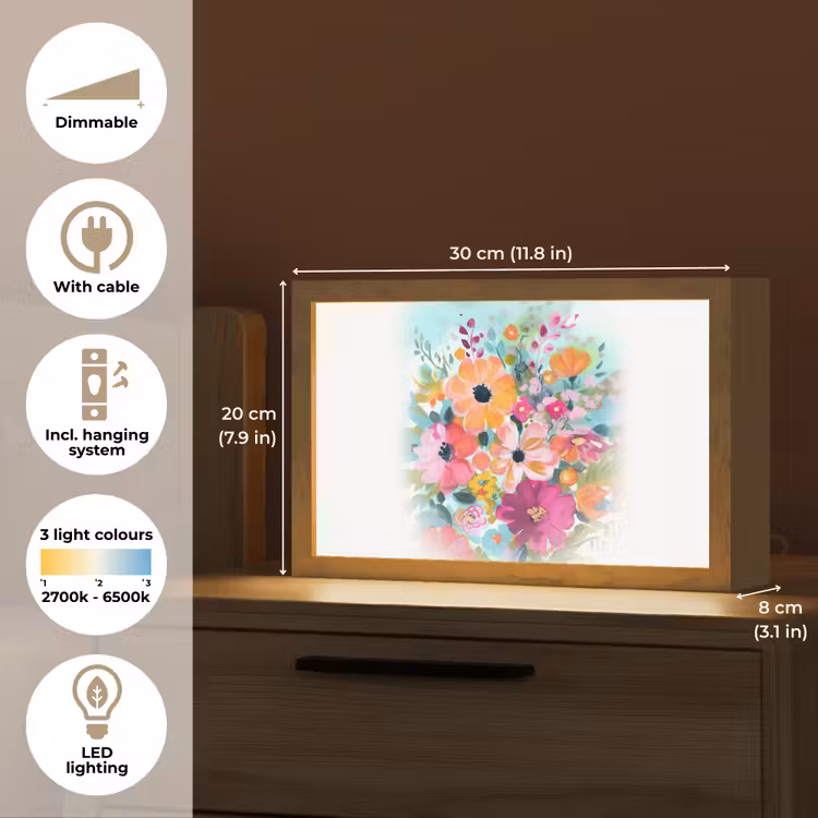 Bloemen - Kleuren - Boeket - Natuur Light Box met kabel (Tafellamp) klein -USP_EN