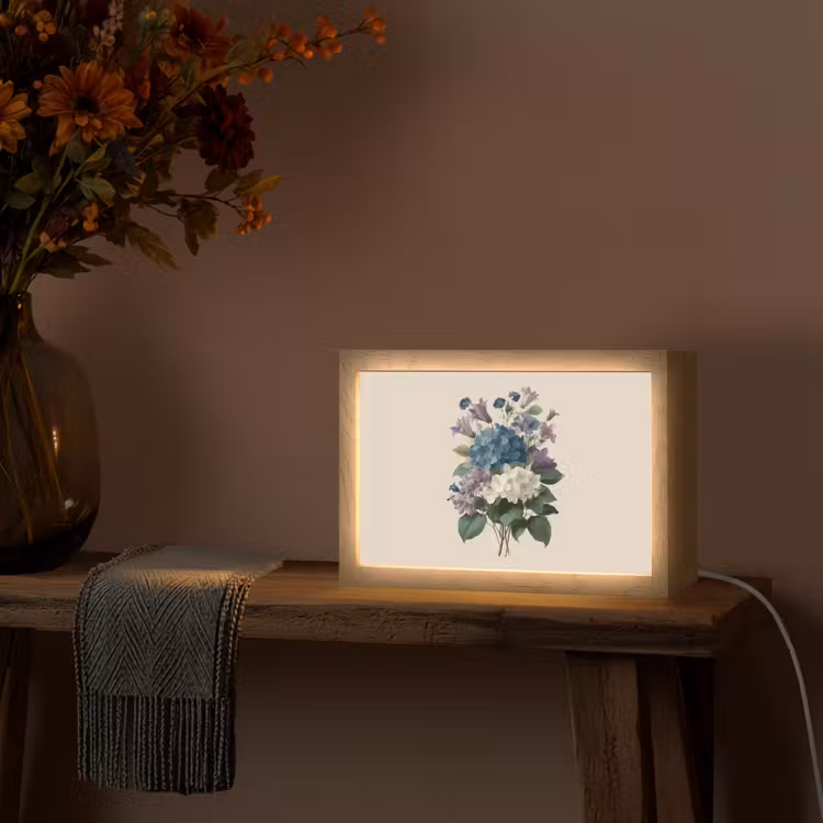 Bloemen - Gedetailleerd - Rust - Realistisch Light Box met kabel (Tafellamp) klein -sfeer4