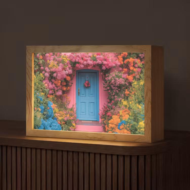 Bloemen - Deur - Roze Light Box met kabel (Tafellamp) klein -z3d_website