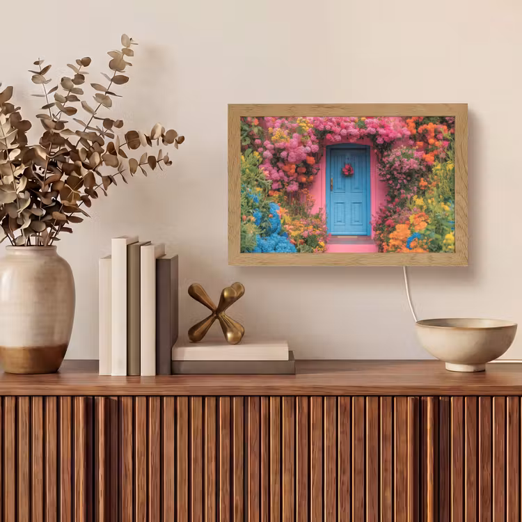 Bloemen - Deur - Roze Light Box met kabel (Tafellamp) klein -sfeer2