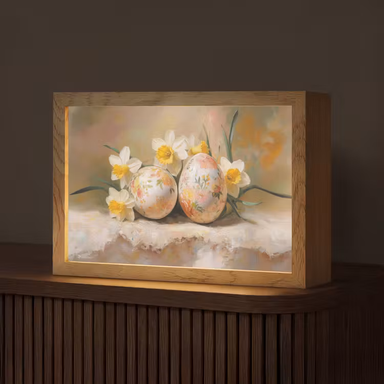 Bloemen - Eieren - Geschilderd Light Box met kabel (Tafellamp) klein -z3d_website