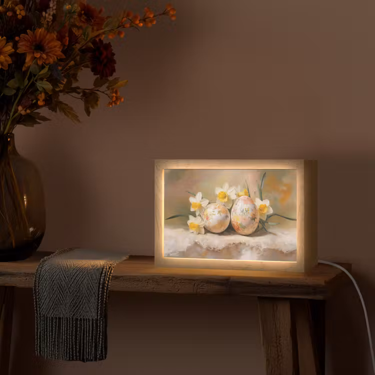 Bloemen - Eieren - Geschilderd Light Box met kabel (Tafellamp) klein -sfeer4