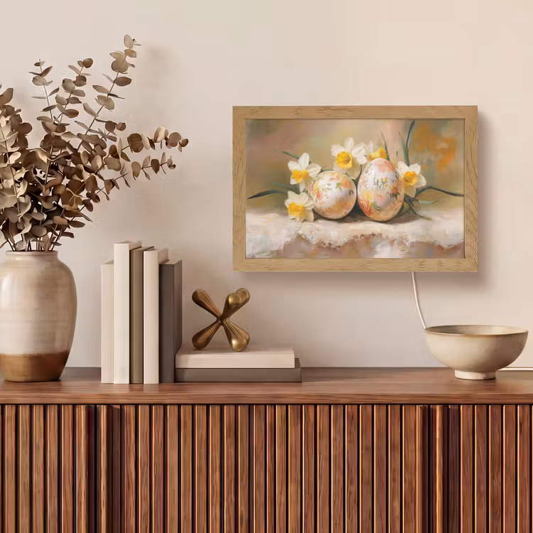 Bloemen - Eieren - Geschilderd Light Box met kabel (Tafellamp) klein -sfeer2