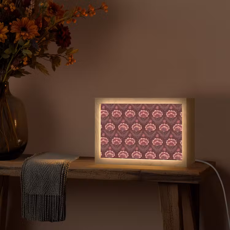 Bloemen - Waaier - Paars Light Box met kabel (Tafellamp) klein 924 -sfeer4