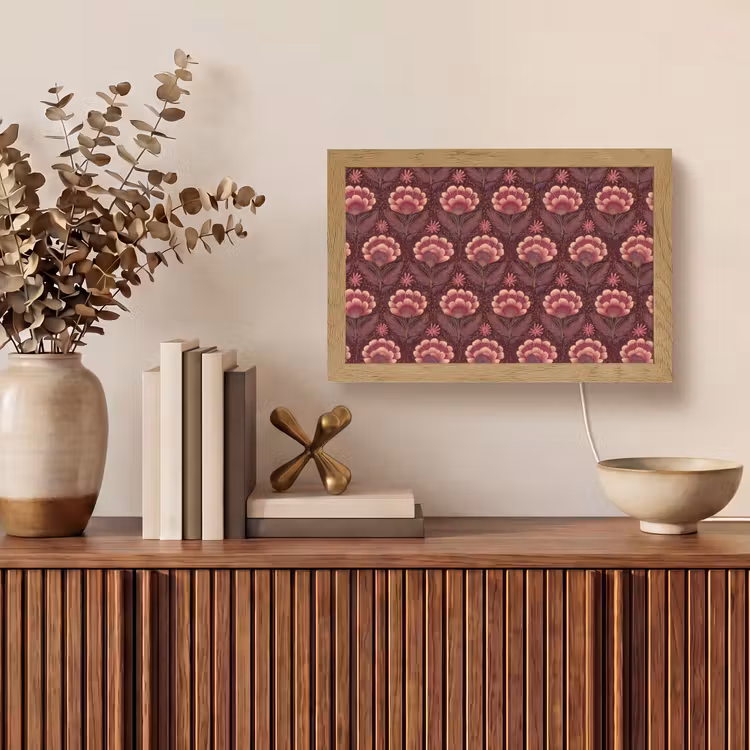 Bloemen - Waaier - Paars Light Box met kabel (Tafellamp) klein 924 -sfeer2