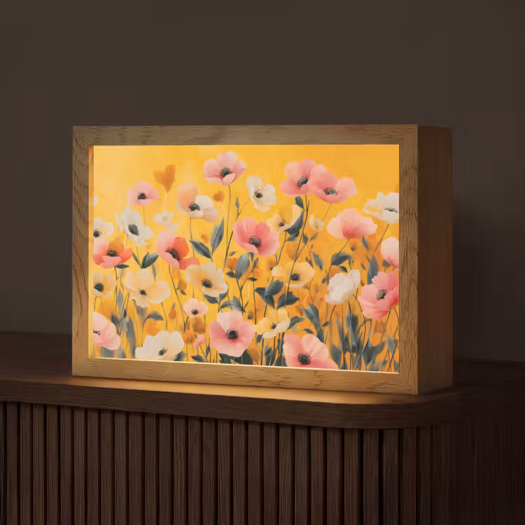 Bloemen - Veld - Geel Light Box met kabel (Tafellamp) klein -z3d_website